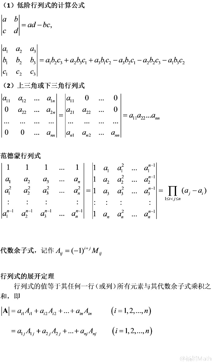 附.线代定理速记